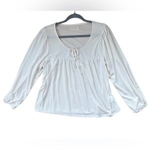 Lucky Brand Cream Long-Sleeve Tie-Front Peasant Top